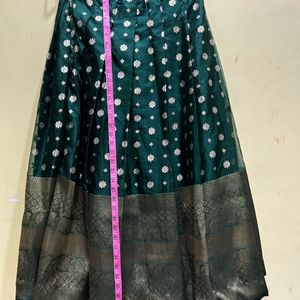 Organza Green Colour Half Saree