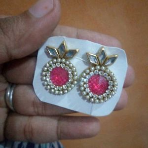 Kundan Earing With Pink Stone