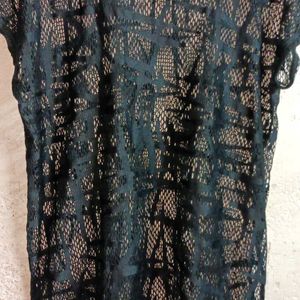 See-through Fancy Top Netted Sleeveless Black