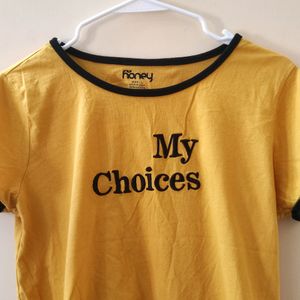 Pantaloons Yellow T-shirt Size L