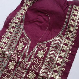 Neck Embroidery Patch Wine Golden Colour New