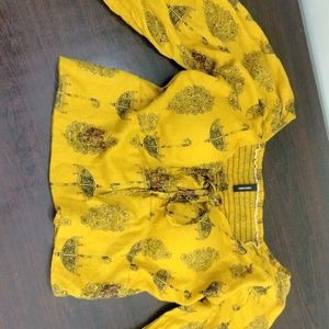 Yellow Printed Crop Top......