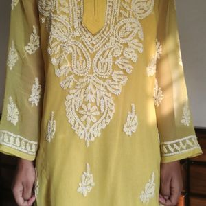 CHIKANKARI YELLOW KURTA 🌛🐤🐠💛