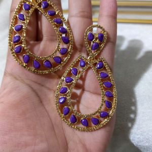 Party Purple And Golden Mix Earrings