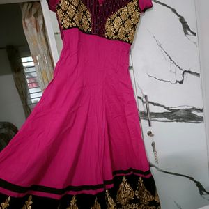 Cotton & Velvet Anarkali