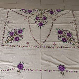 Unused Cotton Double Bedsheet With Embroidery