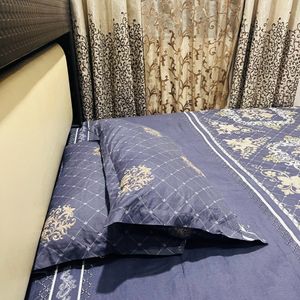 ❗️Price Drop ❗️Grey Bedsheet + Two Pillow Covers