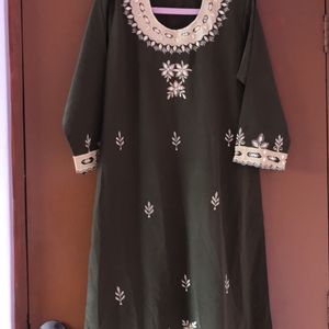 Olive Colour Festive Dress