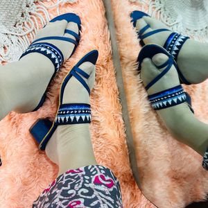 Blue Color Hand Work Max Sandal