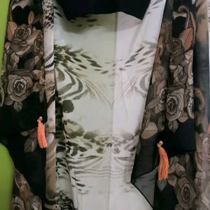 Brown-Orange Floral Shrug