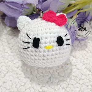 Amigurumi Hellokitty Face Keychain