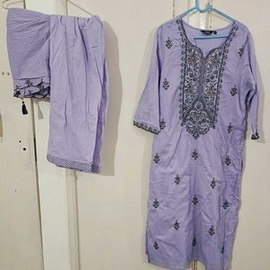 Very Pretty Lavender Cotton Kurta Palazzo Set