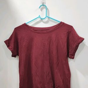 Plain Maroon Cropped Tee