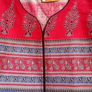 Red Printed Kurta Sleeveless