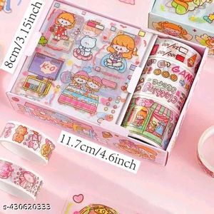 Kawaii Washi Tape Set: 4 rolls of colorful tap