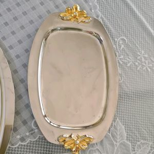 3 Piece Set of Silvery Snack Trays