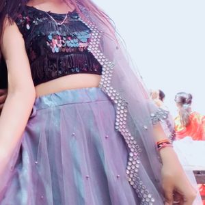 Black And Grey Colour Lehnga 💕 + Freebies