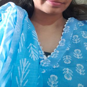 Sky Blue Kurta Set With Dupatta