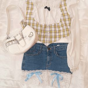 Checked Bell Coquette Top