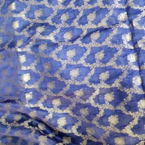 Blue-Purple Siko Saree All Over Jaal Like Weaving