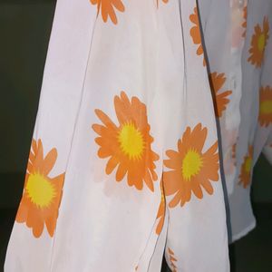 White Shirt With Orange Daisy