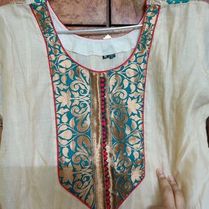 Moti/off white colour Anarkali suit