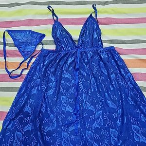 Blue Satin Nighty