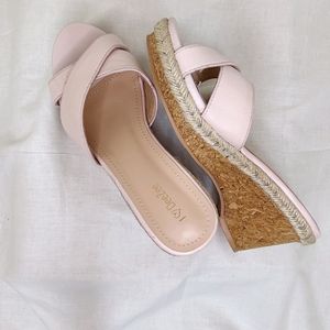 Light pink platform wedges