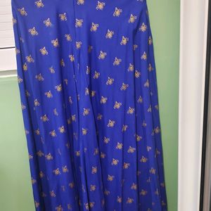 Ethnic Maxi Skirt - Blue And Golden Printed