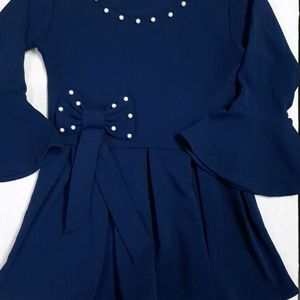 Navy Blue Top With Bow