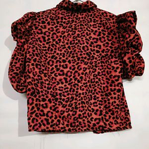 Red Tiger Print Top For Women