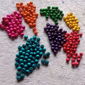 4mm Coloured Wooden Round Beads