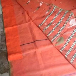 NEW thread work Orange golden saree with fall