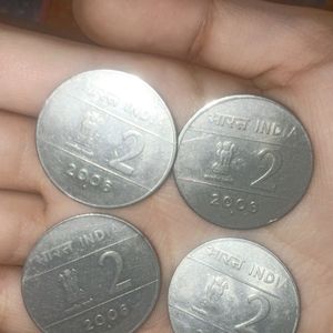 Cross ❌ 2rs Coins 4 Pieces Year 2006