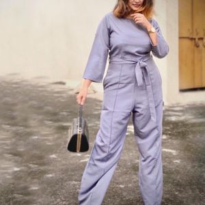 Grey Crepe Jumpsuit