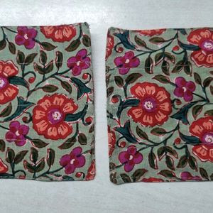 Pair Fabric Coasters Block Print