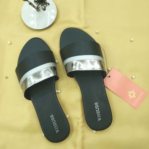 Vishudh Women Black,Sliver Flats