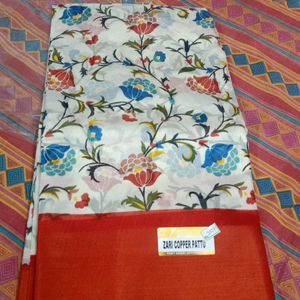 Zari Copper Floral Saree Daily Wear Rs 350