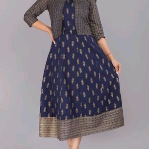 Ethnic Ananrkali Kurti With Jecket