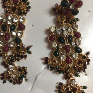 Green And Maroon Earrings