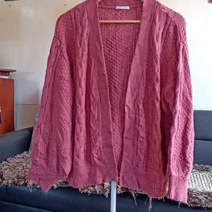 Dark Pink Open Cardigan