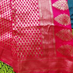 Pink Soft Silk Saree With Silver Zari