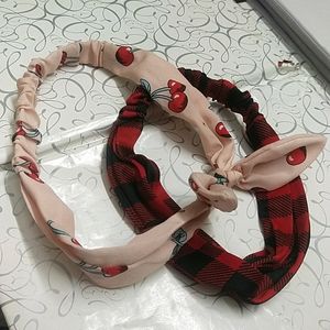 Cherry Pink And Red Plaid Headband