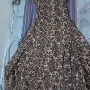 Tiger Print A Line Full Gown.