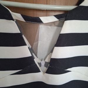 ELLE Black And White Stripes Dress