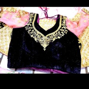 Baby Pink Royal Velvet Base Bridal Lehnga With Heavy Duppatta