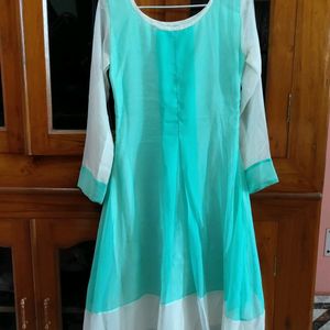 Sea Green Colour Anarkali Style Kurti For Girls