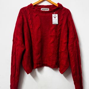 Red Oversized Drop Shoulder Sweater