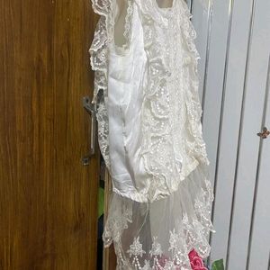 Stylish White Top With Lace Design