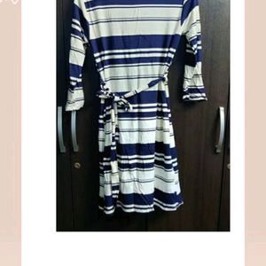 striped white and blue dress